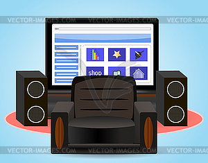 Watching TV in chair - vector clipart / vector image