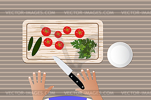 Wooden Board for cutting food - vector clipart