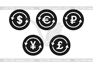 Character Set Of Exchange With Currency Symbols Vector Image