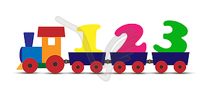 Der Zug Der Bunte Kinder Transportiert Flache Zahlen Vektor Clipart Vektorgrafik