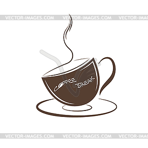 Handgezeichnete Silhouette Der Kaffeetasse Mit Inschrift Vector Clip Art