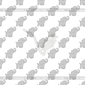 Baby elephant, cartoon character. Seamless pattern - stock vector clipart