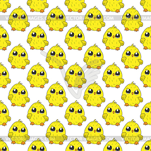 Chicken, cartoon character. Seamless pattern for - vector clipart