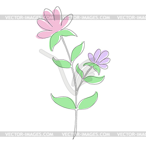 Flower in style of continuous line for thematic - vector clipart