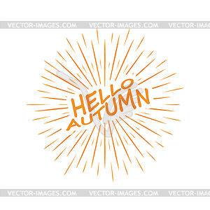 Salute with inscription Hello AUTUMN. Simple - vector image