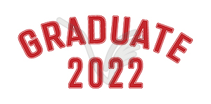 Стилизованная красная надпись Graduate 2022 с окантовкой - изображение в векторном формате