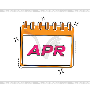 АПРЕЛЯ. перевернуть календарный лист с названием месяца y - цветной векторный клипарт