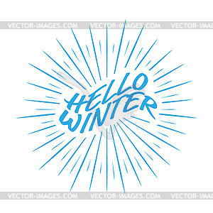 Salute with inscription Hello Winter. Simple - vector clipart