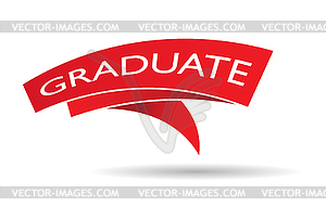 Red ribbon with inscription GRADUATE for banners - vector clip art