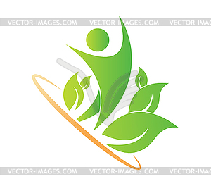 Logo of healthy lifestyle, unity with nature, - vector image