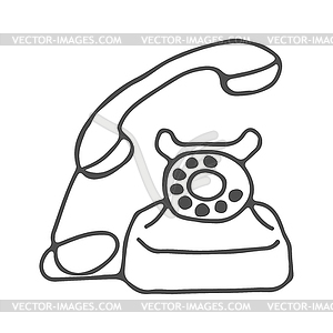 Line drawing of telephone device - vector clip art