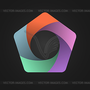 Пятиугольник разделен на пять цветных частей. Шаблон - изображение в формате EPS