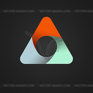 Triangle divided into three colored parts. - vector clipart