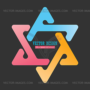 Two intertwining triangles. template for logo, - stock vector clipart