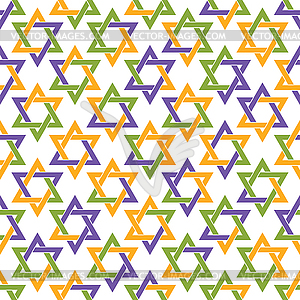 Seamless color pattern of interlocking triangles. - vector clip art