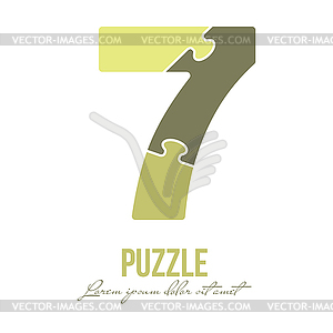 Number 7 is made up of puzzles. for logo, br - royalty-free vector image