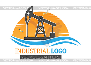 Industrial logo. an oil or gas rig on background - vector image