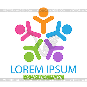 Значок сообщества, социальные сети, команда друзей. - цветной векторный клипарт