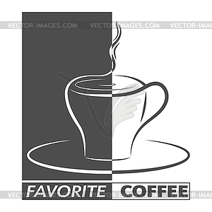 Cup of coffee and inscription FAVORITE COFFEE. - vector image