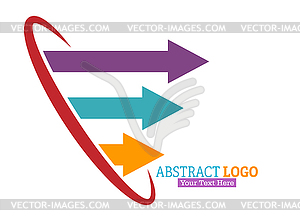 Arrows break out of circle. Abstract color logo. - vector clip art