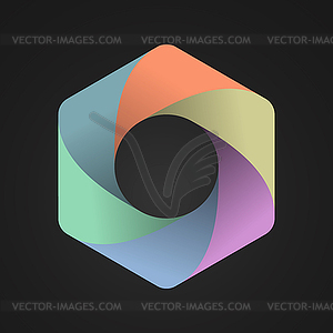 Hexagon divided into six colored parts. Template fo - vector clipart / vector image