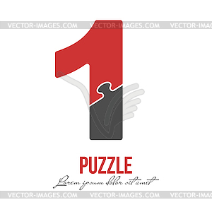 Number 1 is made up of puzzles. for logo, br - vector image