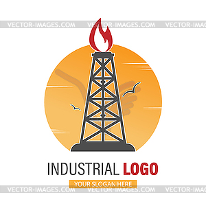 Industrial logo. an oil or gas rig on background - vector clipart