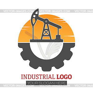 Industrial logo. an oil or gas rig on background - vector clip art