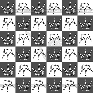 Seamless crown pattern and black square for texture - royalty-free vector image
