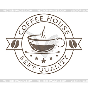 Impression of stamp with cup of coffee, coffee grai - vector clipart