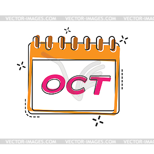 OCTOBER. flip calendar sheet with name of month of - vector image