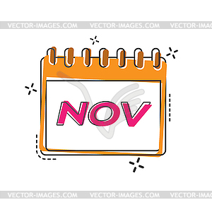 NOVEMBER. flip calendar sheet with name of month - vector clipart