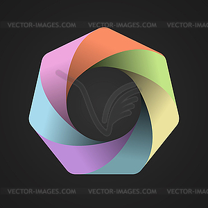 Heptagon divided into seven colored parts. - vector image