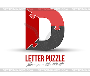 Буква D состоит из пазлов. для логотипа, br - стоковый векторный клипарт