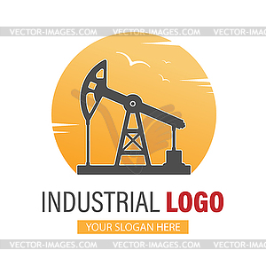 Industrial logo. an oil or gas rig on background - vector clipart