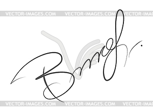 Abstract hand-drawn calligraphic autograph. Custom - vector image