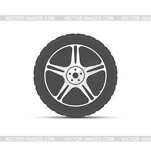 Wheel icon. tire is on light-alloy disc. illustrati - vector clip art