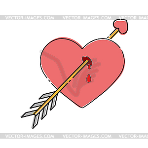 Heart struck by arrow of love - vector image