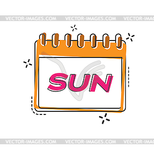 Sunday. flip calendar sheet with name of day of we - royalty-free vector image