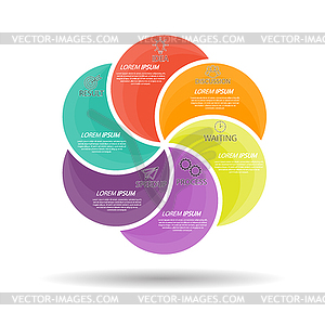 Infographic template with visual icons. 6 stages - vector clip art