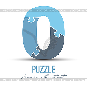 Number 0 is made up of puzzles. for logo, br - vector clipart