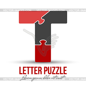 Буква T состоит из головоломок. для логотипа, br - клипарт Royalty-Free