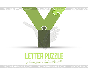 Letter Y is made up of puzzles. for logo, br - vector image