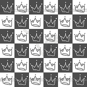 Seamless crown pattern and black square for texture - vector clipart