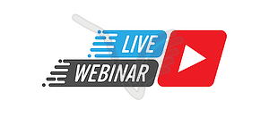 Live webinar icon. icon with play button - vector clip art