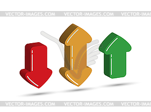 Set of colored three-dimensional arrows - vector image