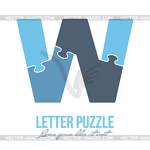 Letter W is made up of puzzles. for logo, br - vector clipart / vector image