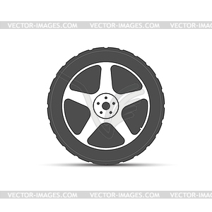 Wheel icon. tire is on light-alloy disc. illustrati - vector image
