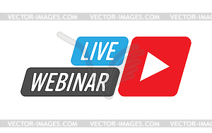 Live webinar icon. icon with play button - vector image