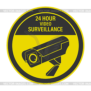 WARNING 24-hour video surveillance. sign, sign or - vector clipart